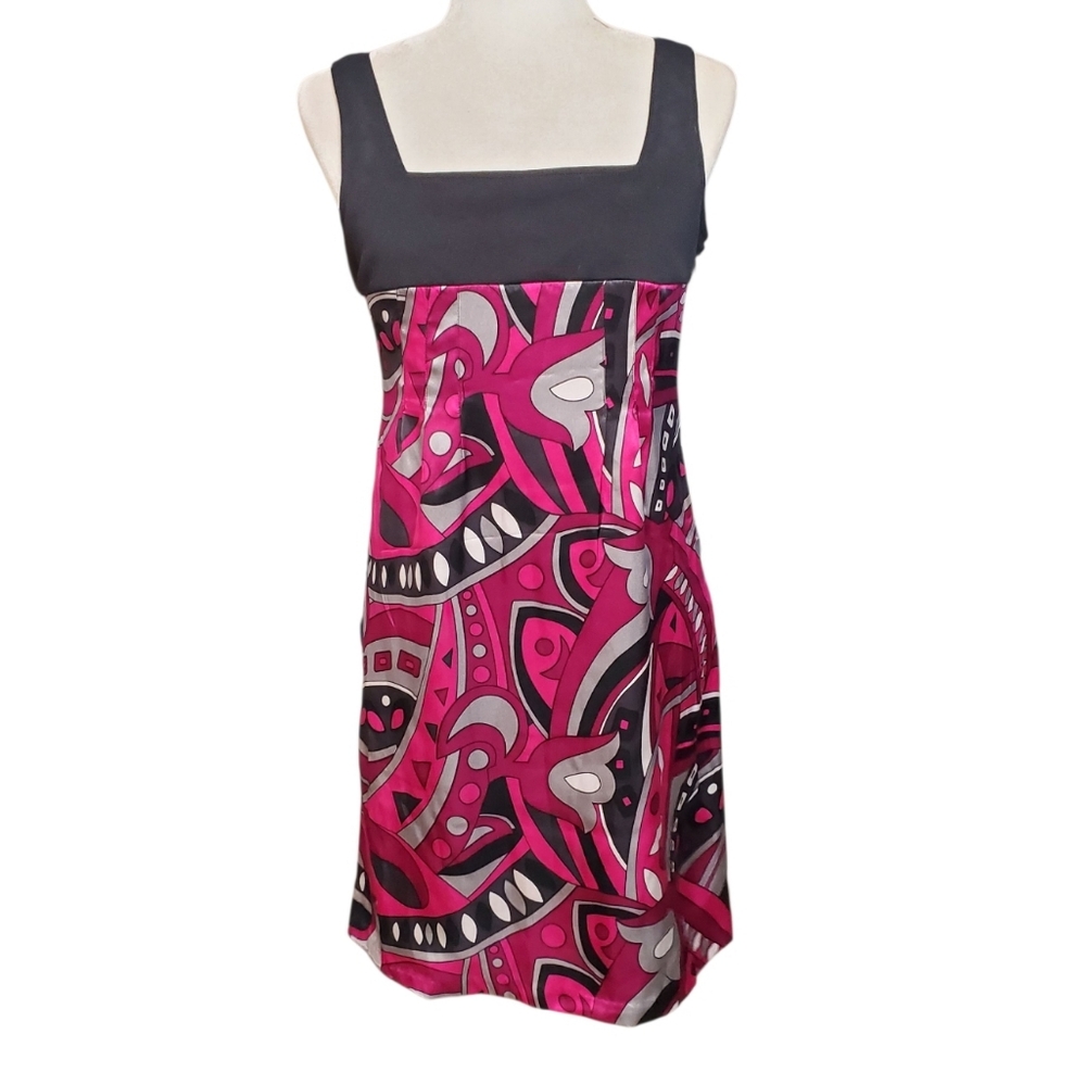 INC International Concepts Silk Dress Size 2 Multi Geometric Print Tank Dress